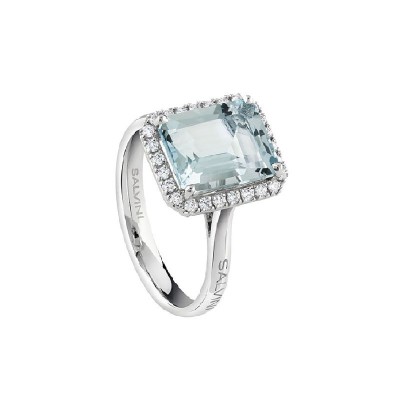 Anello Sorrento oro bianco diamanti e acquamarina [4466aff9]