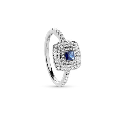 Anello Bagliori oro bianco diamante e zaffiro [8d897eb6]