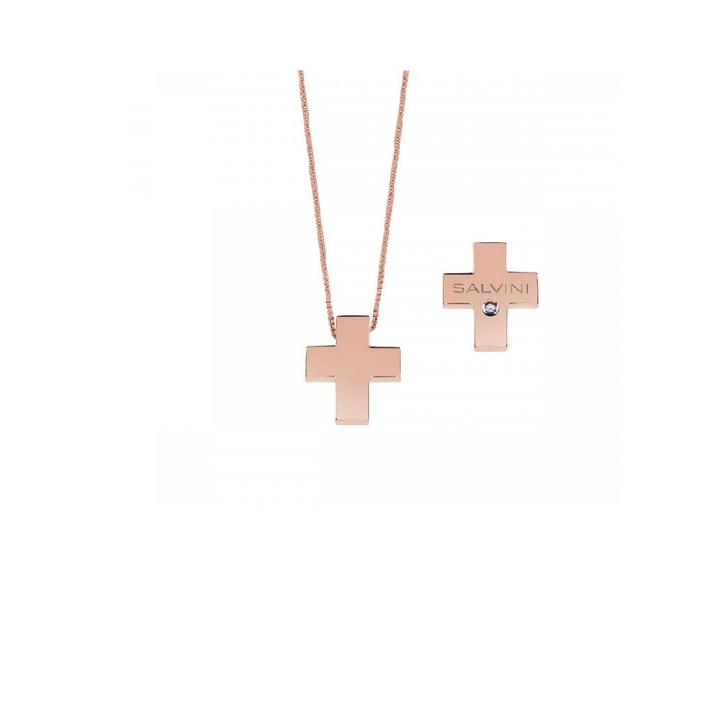 Collierino I Segni Croce oro rosa e diamante [44386996]