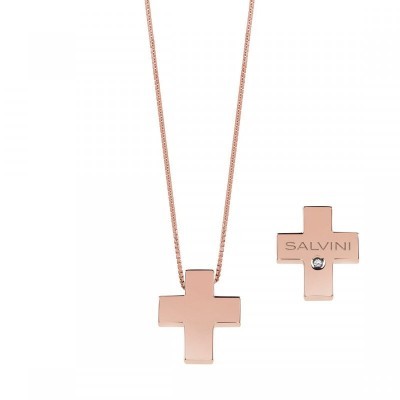 Collierino I Segni Croce oro rosa e diamante [9d1e2a9b]