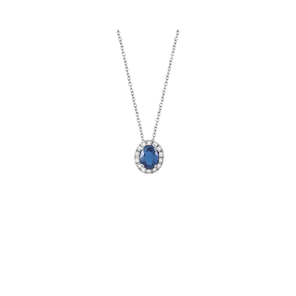 Collierino Dora oro bianco con diamante e zaffiro [5335ae4a]