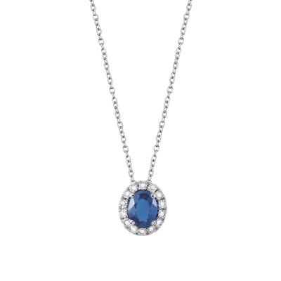 Collierino Dora oro bianco con diamante e zaffiro [8a13ed47]
