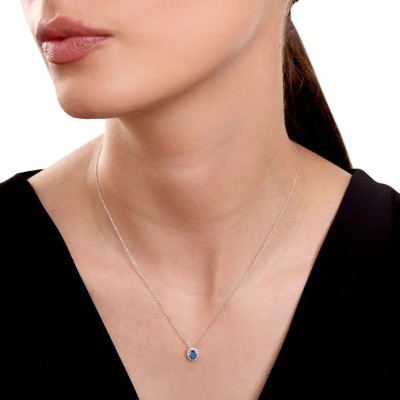 Collierino Dora oro bianco con diamante e zaffiro [3d0e2c43]