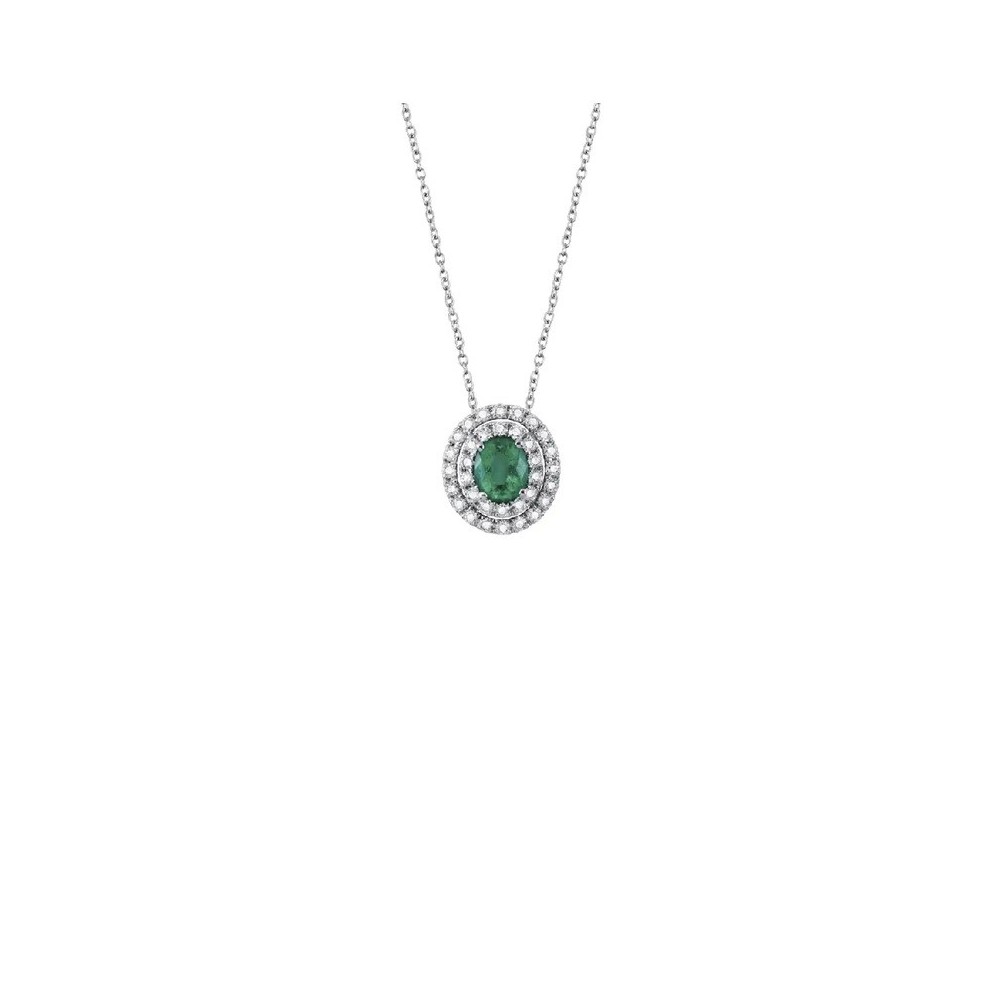 Collierino Dora oro bianco diamanti e smeraldo [5ce1b1cf]