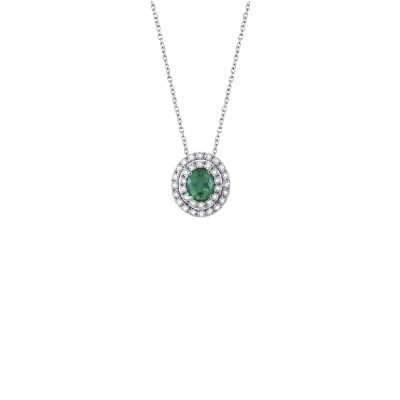 Collierino Dora oro bianco diamanti e smeraldo [5ce1b1cf]