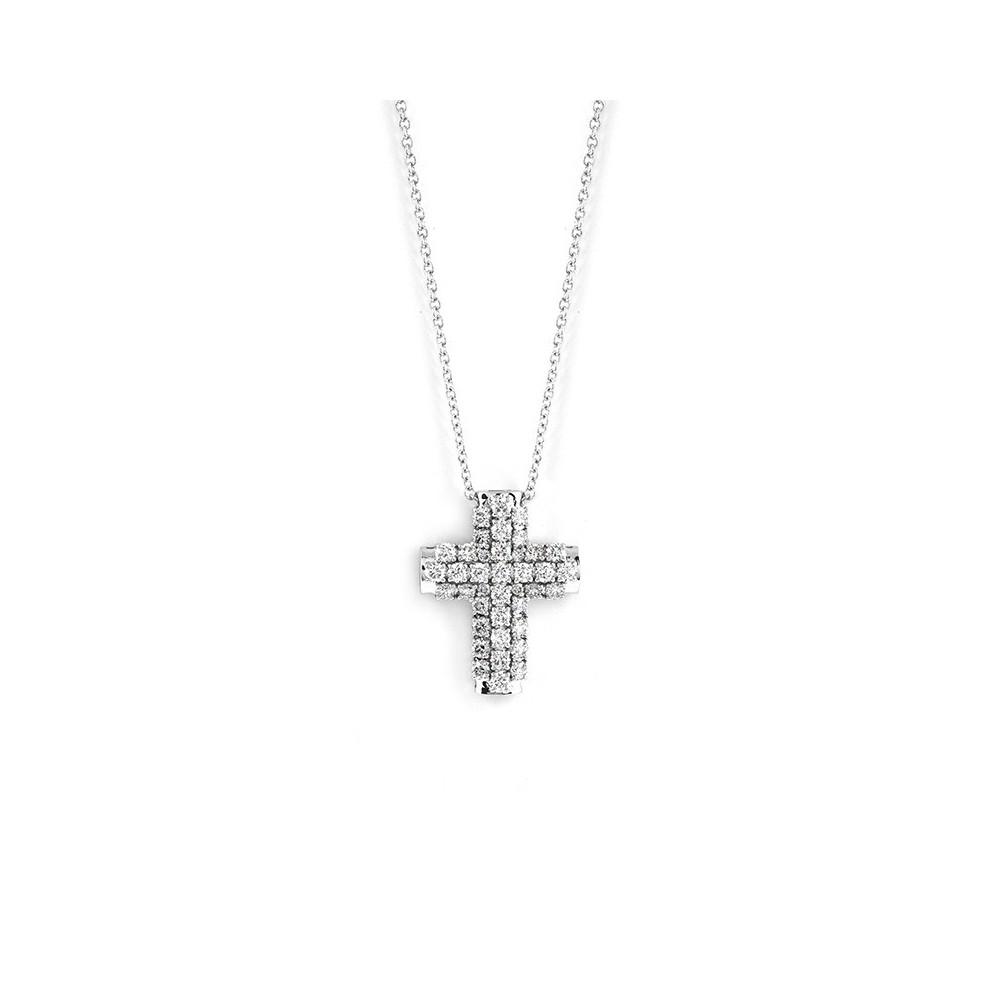 Collierino Croce Altea oro bianco con diamanti [e943a8f4]