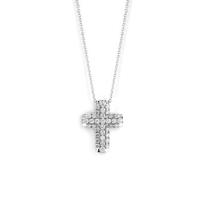 Collierino Croce Altea oro bianco con diamanti [e943a8f4]