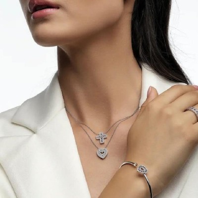 Collierino Belle Époque Cuore oro bianco diamanti [5f33a475]