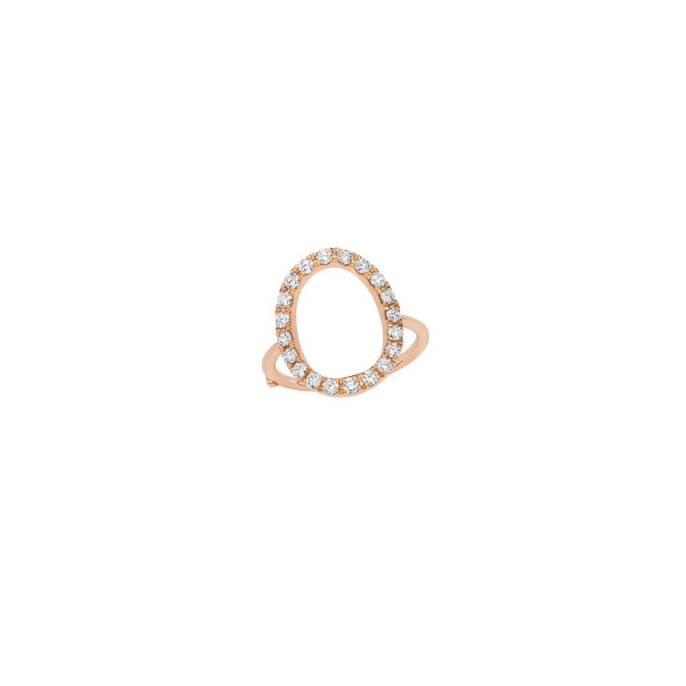 Anello bolla ovale in oro rosa e diamanti [a077134f]
