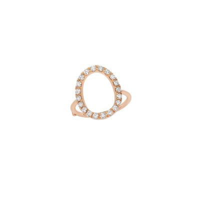 Anello bolla ovale in oro rosa e diamanti [a077134f]