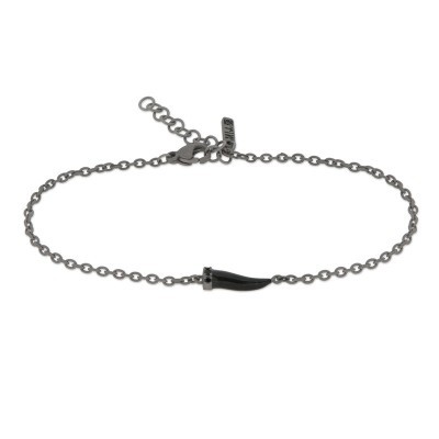 Bracciale con cornetto nero e diamanti black [3e1c8179]