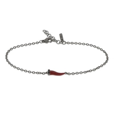 Bracciale con cornetto bordeaux e diamanti black [efd9d25c]