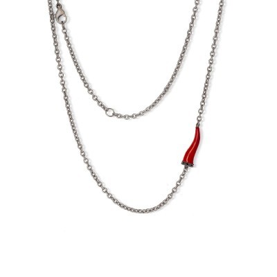 Collana titanio charms cornetto rosso [cfef5e5f]