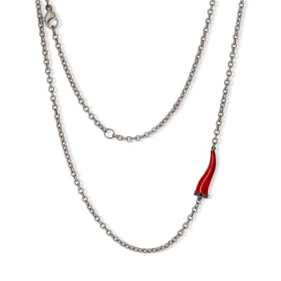 Collana titanio charms cornetto rosso [16c91d52]