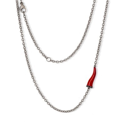 Collana titanio charms cornetto rosso [16c91d52]