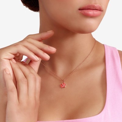 Ciondolo Ibisco oro rosa e smalto [644b67f9]