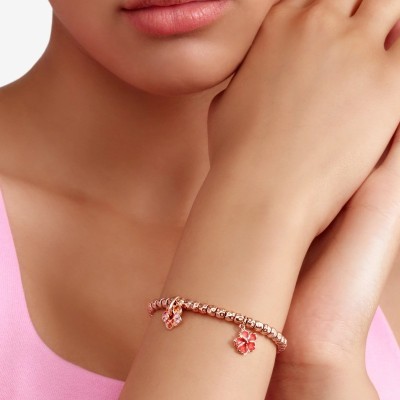 Ciondolo Ibisco oro rosa e smalto [d356a6fd]