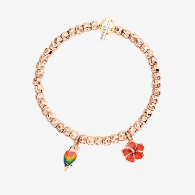 Ciondolo Pappagallo oro rosa e smalto [e34c3e9b]