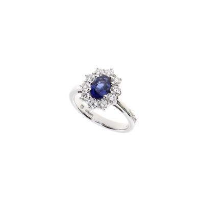 Anello Gemme oro bianco diamanti e zaffiro [4ff33b8d]