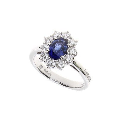 Anello Gemme oro bianco diamanti e zaffiro [96d57880]