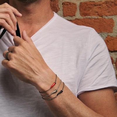 Bracciale titanio charms con cornetto in titanio [6012afc1]