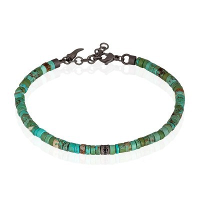 Bracciale in titanio howlite turchese e diamanti [0758a33b]