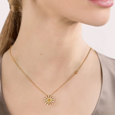 Collana Margherita oro giallo quarzo e diamanti [4669ba82]