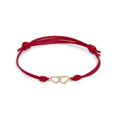 Bracciale cordino 2 cuori intrecciati [f1e74a7d]