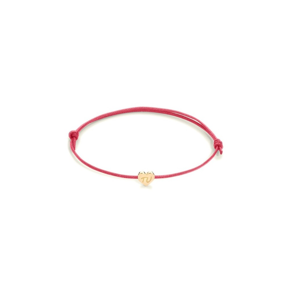 Bracciale cordino cuore in oro e incisione  TU [a1d2e3d7]
