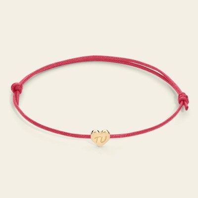 Bracciale cordino cuore in oro e incisione  TU [78f4a0da]