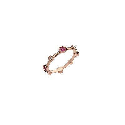 Anello Moon Drops oro rosa diamanti e rubini [4b106008]