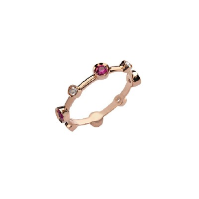 Anello Moon Drops oro rosa diamanti e rubini [92362305]