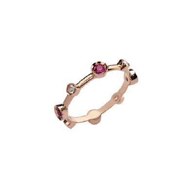 Anello Moon Drops oro rosa diamanti e rubini [92362305]