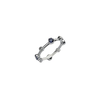 Anello Moon Drops oro bianco diamanti e zaffiri [1e0fbe2c]