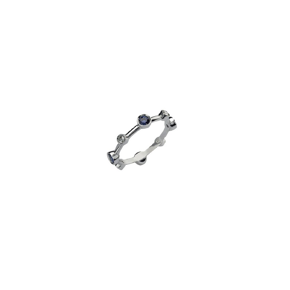 Anello Moon Drops oro bianco diamanti e zaffiri [1e0fbe2c]