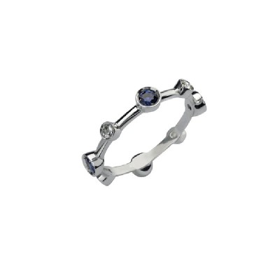 Anello Moon Drops oro bianco diamanti e zaffiri [c729fd21]