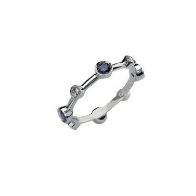 Anello Moon Drops oro bianco diamanti e zaffiri [c729fd21]