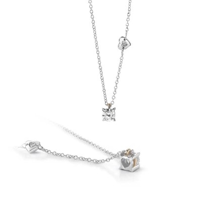 Collierino Battito oro bianco e rosa con diamante [9668f9dc]