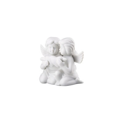 Coppia angeli cuore Engel klein Weiss matt [606ce471]