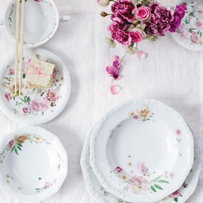 Piatto piano 26 cm Maria Pink Rose [f30ee2c6]