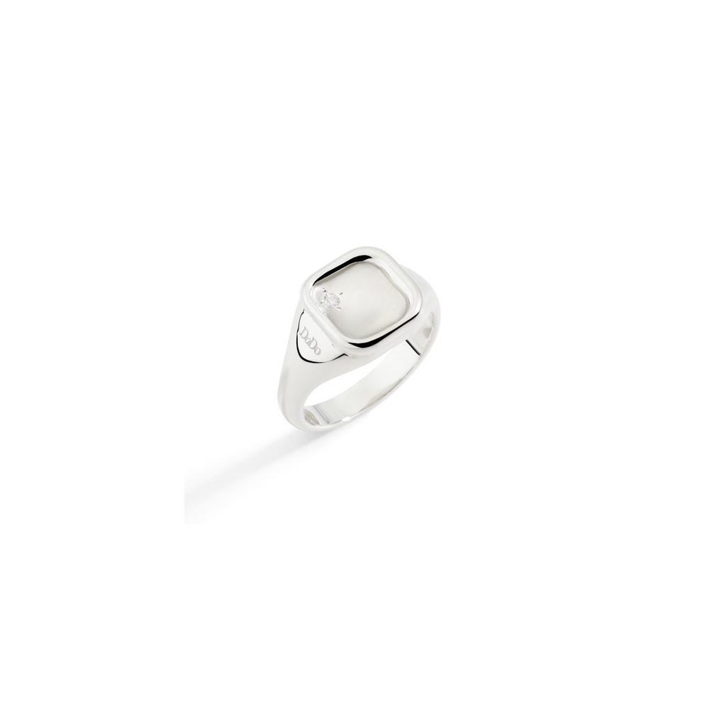 Anello Sigillo argento e diamante bianco [54871a80]