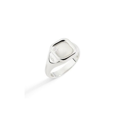 Anello Sigillo argento e diamante bianco [54871a80]