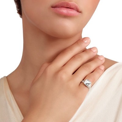 Anello Sigillo argento e diamante bianco [54871a80]