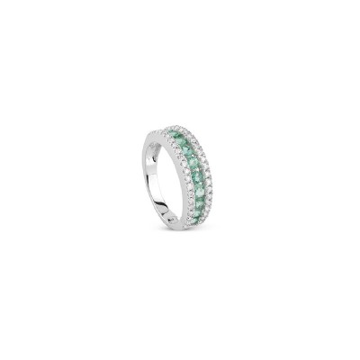 Anello Classico oro bianco diamante smeraldo [fa0d2f28]