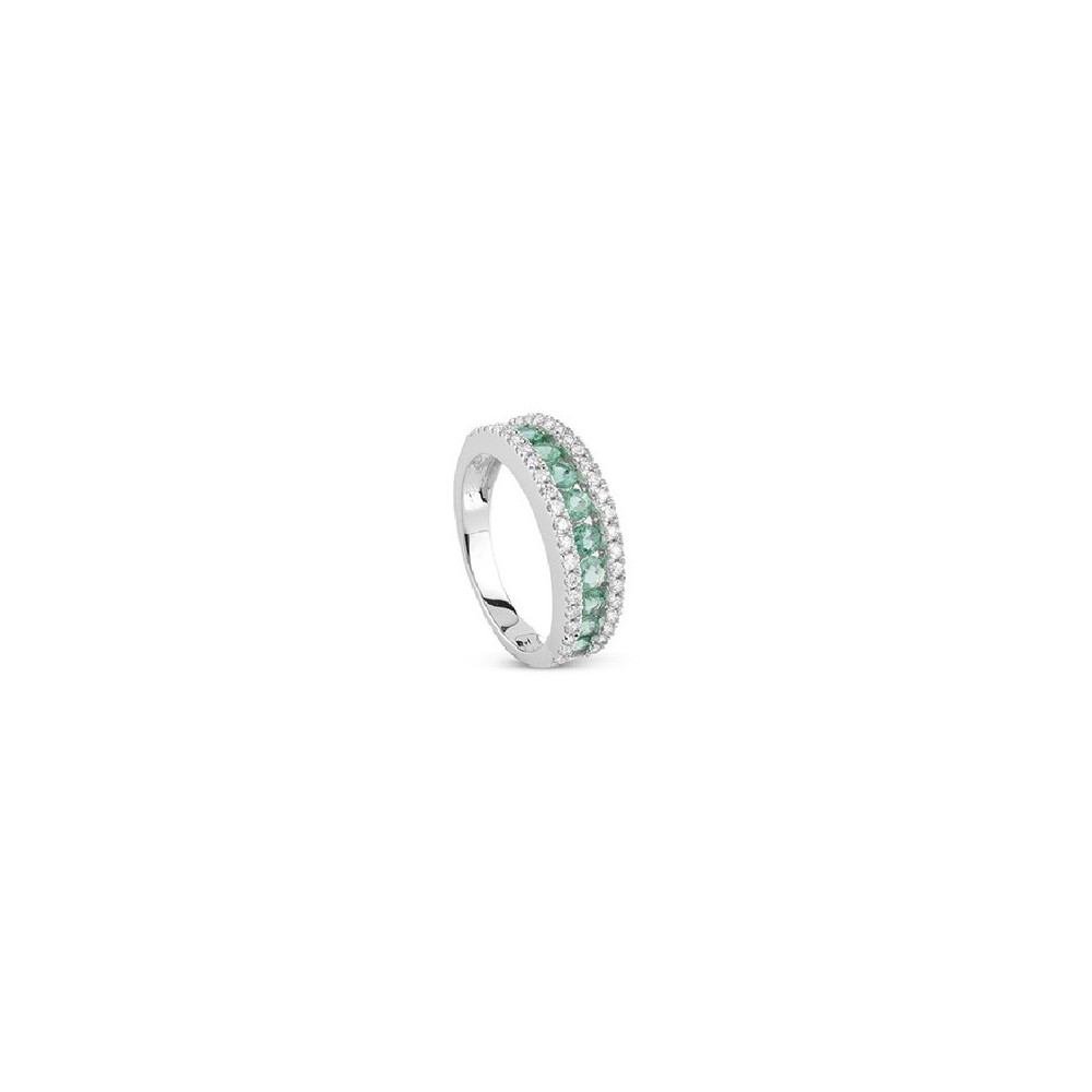 Anello Classico oro bianco diamante smeraldo [fa0d2f28]