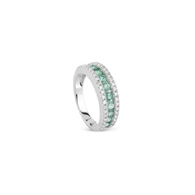 Anello Classico oro bianco diamante smeraldo [fa0d2f28]