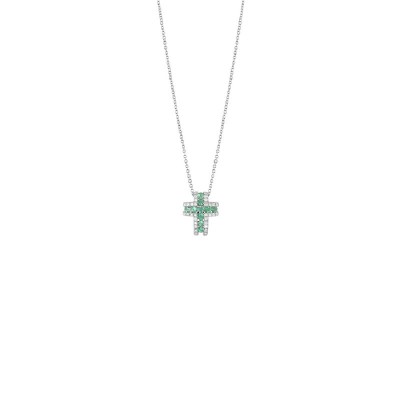 Collierino Croce Classico oro diamante smeraldo [20620138]