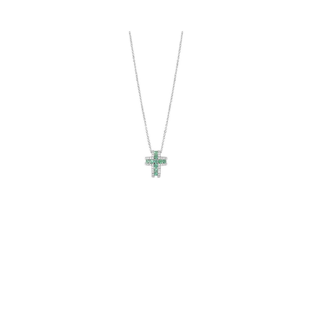 Collierino Croce Classico oro diamante smeraldo [20620138]