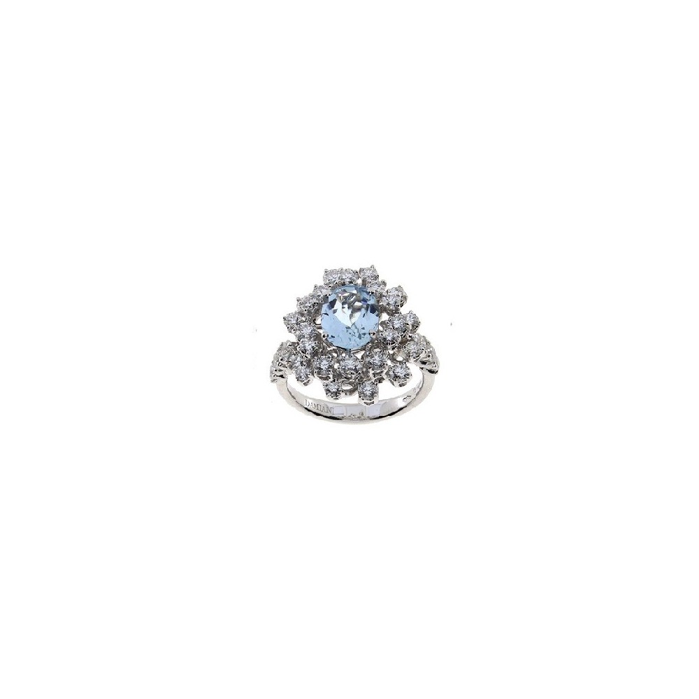 Anello Mimosa oro bianco acquamarina e diamanti [c20dc7ec]