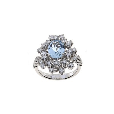 Anello Mimosa oro bianco acquamarina e diamanti [c20dc7ec]